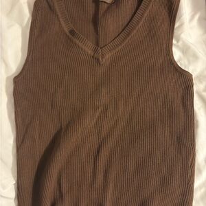 Brandy Melville Chocolate Ribbed Knit Top